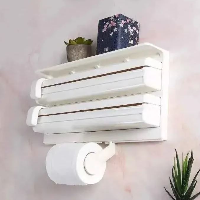 Organizador Multifuncional de Cocina - Papel Higiénico, Papel Aluminio y Plástico Autoadherible
