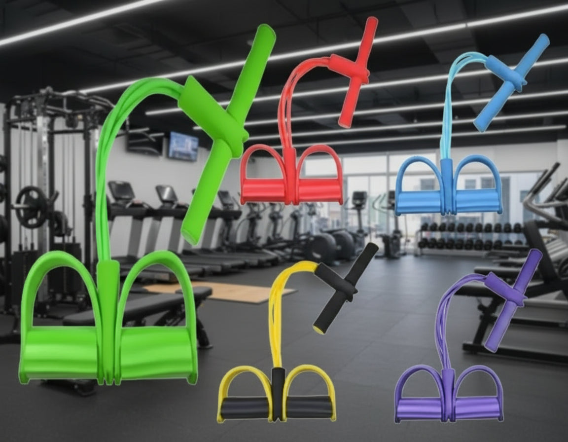 Banda de resistencia elástica portátil para tonificar y ejercitar el cuerpo.