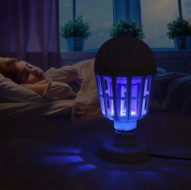 Lámpara Foco LED Antimosquitos 2 en 1 con Luz Ultravioleta y Eléctrica