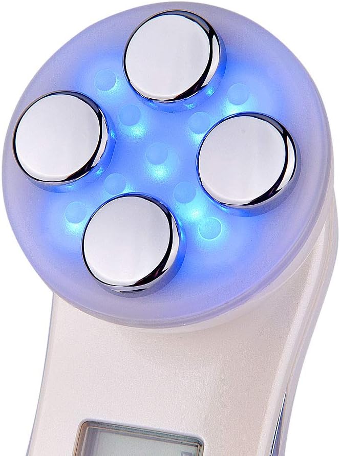 Rejuvenecedor 5 en 1 con micro-vibración y terapia de color, piel más luminosa.