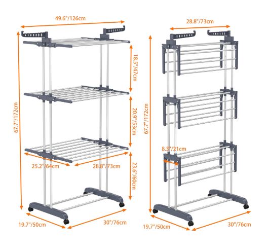 Tendedero de Ropa Plegable con 4 Niveles