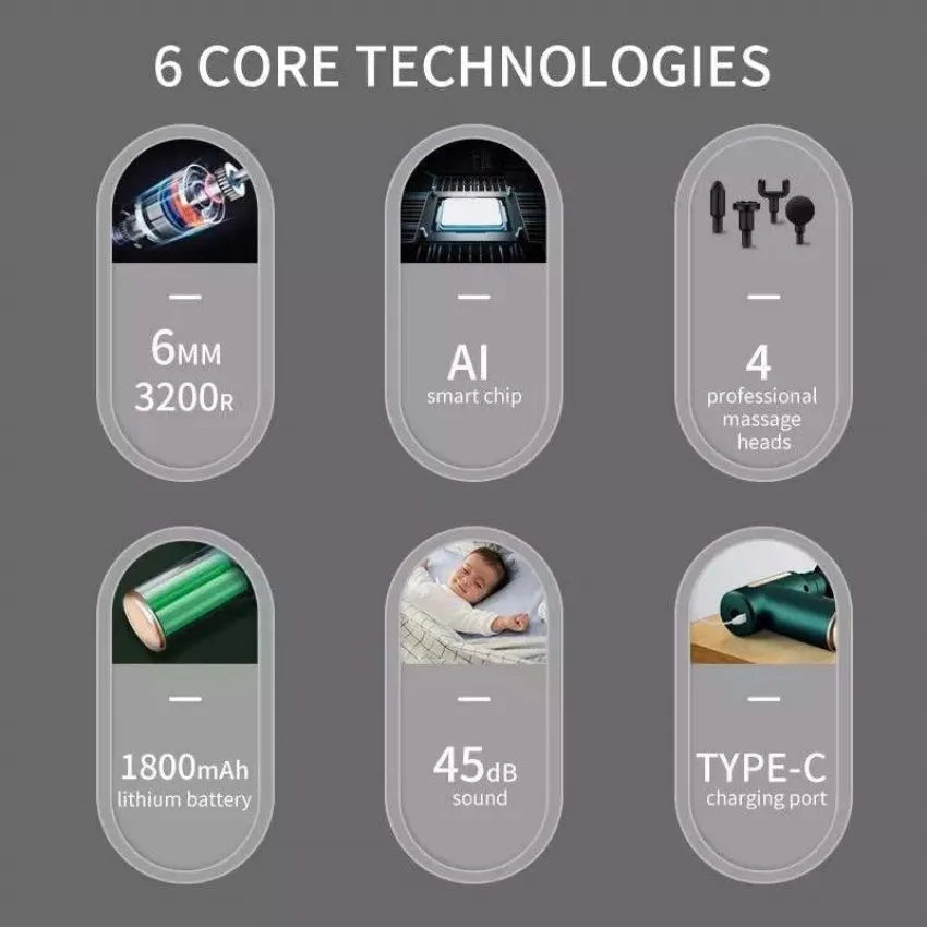 Mini Pistola de Masaje Portátil y de Bolsillo - 4 Velocidades y 3200 rpm