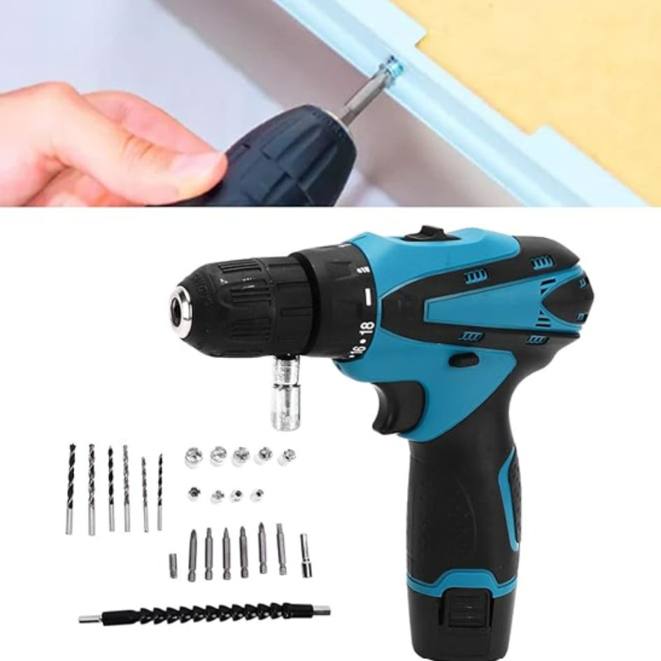 Taladro Destornillador Inalámbrico de 12V con 2 Baterías y Maletín