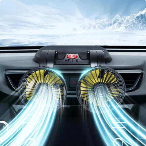Ventilador para Coche con Doble Cabezal Giratorio 360° y 3 Velocidades
