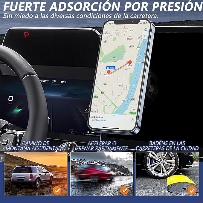 Soporte Magnético para Vehículo – Compatible con Todos los Teléfonos y de Fácil Ajuste