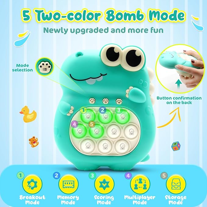 Juguete Pop It Electrónico Dinosaurio  – Perfecto para Aliviar Estrés y Ansiedad