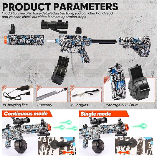 Blaster Hidrogel M416 – Dual Modo de Disparo y 40,000 Perlas de Agua para Juegos al Aire Libre