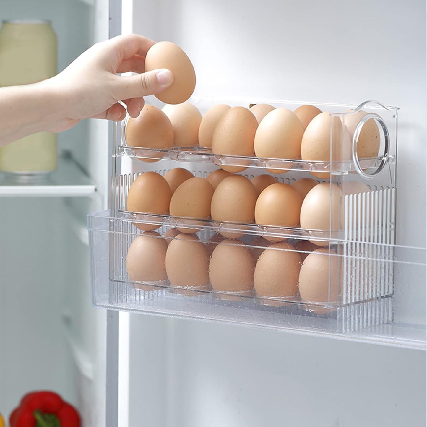 Organizador para Huevos de Gran Capacidad – Ahorra Espacio en tu Refrigerador
