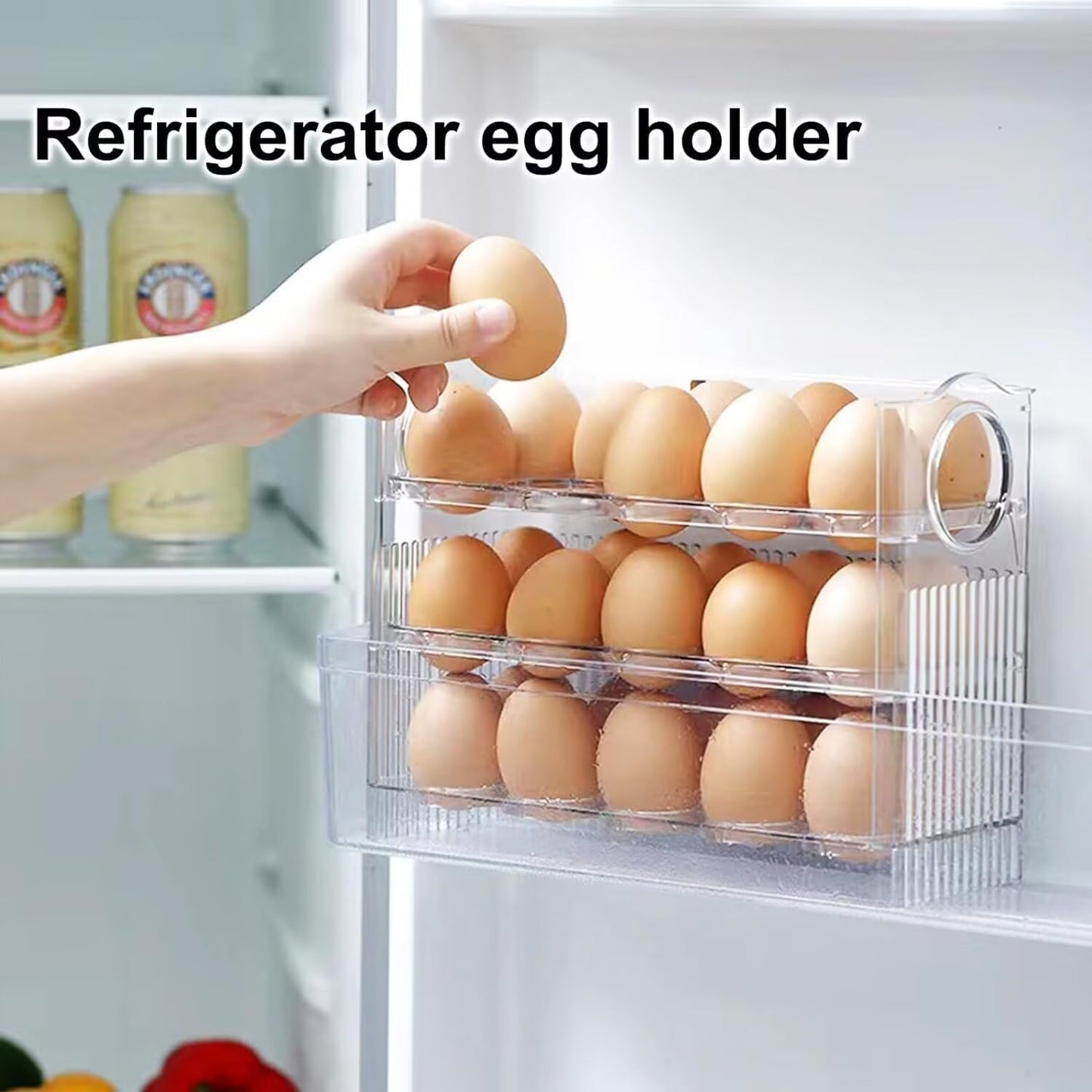 Organizador para Huevos de Gran Capacidad – Ahorra Espacio en tu Refrigerador