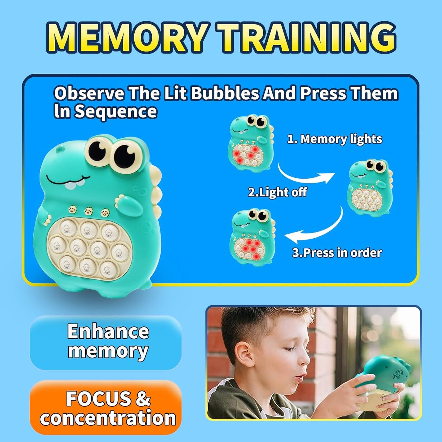 Juguete Pop It Electrónico Dinosaurio  – Perfecto para Aliviar Estrés y Ansiedad