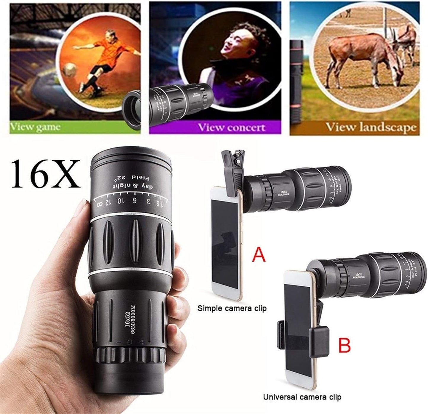 Telescopio Monocular 16x52 Compacto – Observa el Mundo con Claridad y Comodidad
