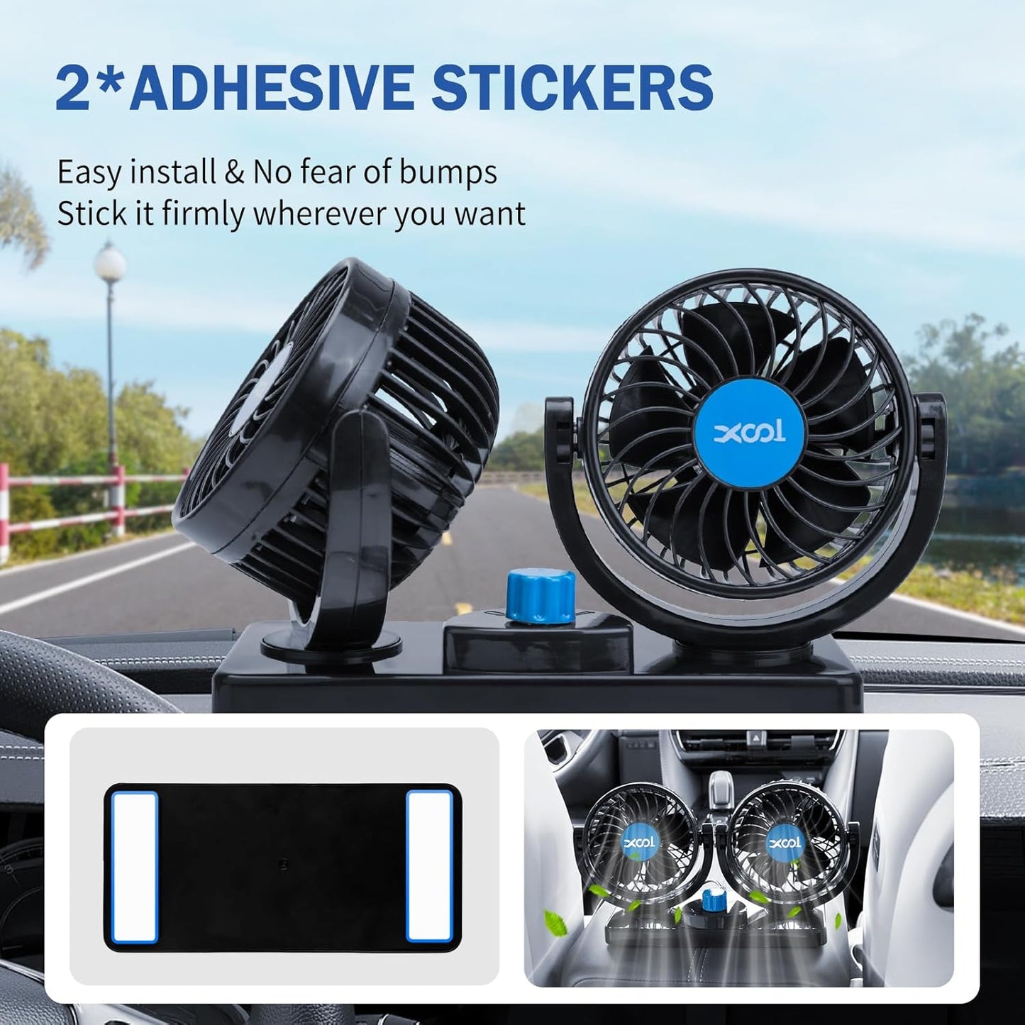 Ventilador de Coche 12V – Enfriamiento Rápido y Bajo Ruido para Pasajeros y Mascotas