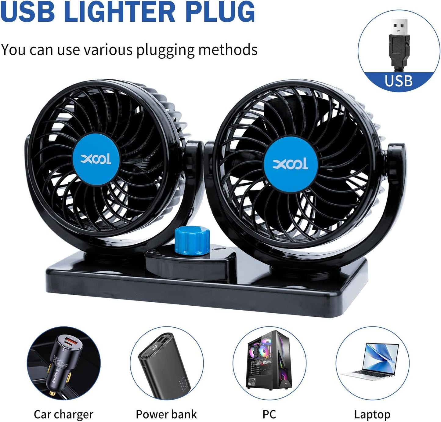 Ventilador de Coche 12V – Enfriamiento Rápido y Bajo Ruido para Pasajeros y Mascotas