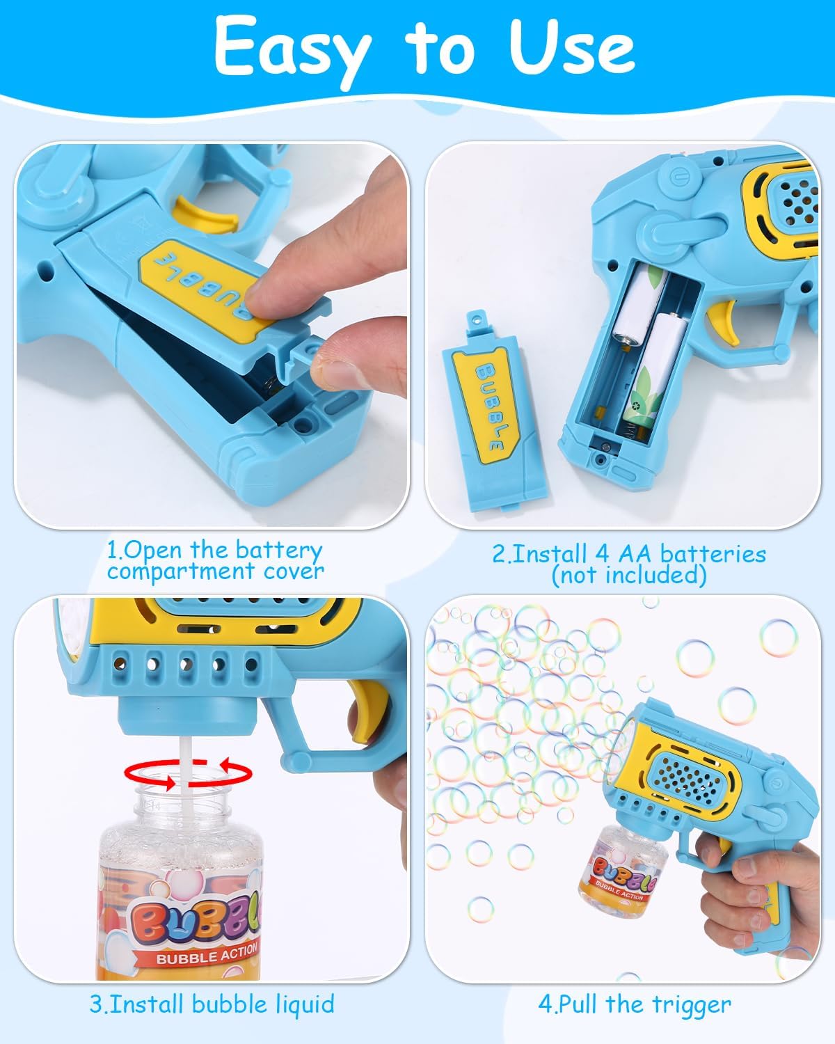 Pistola de Burbujas con LED – Diversión y Luces de Colores para Niños