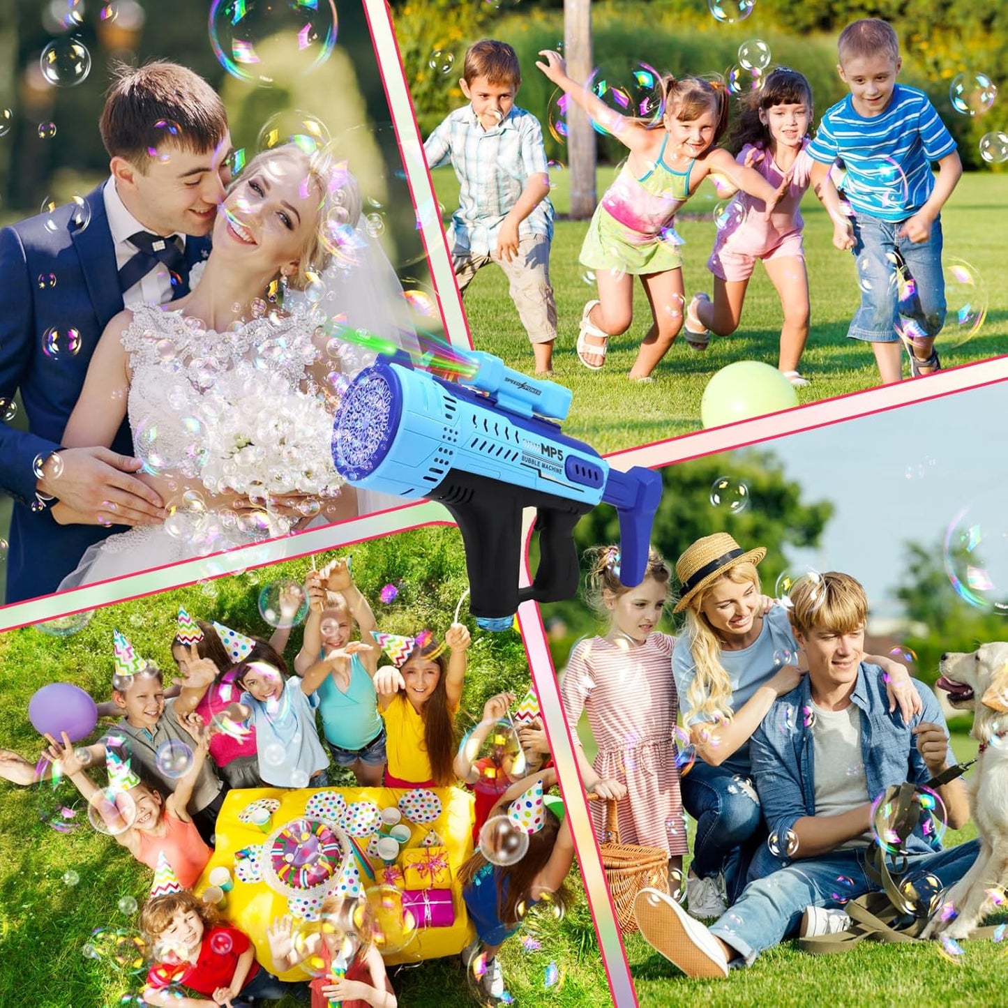 Pistola de Burbujas con 57 Agujeros y Luces LED – Divertido y Mágico para Niños