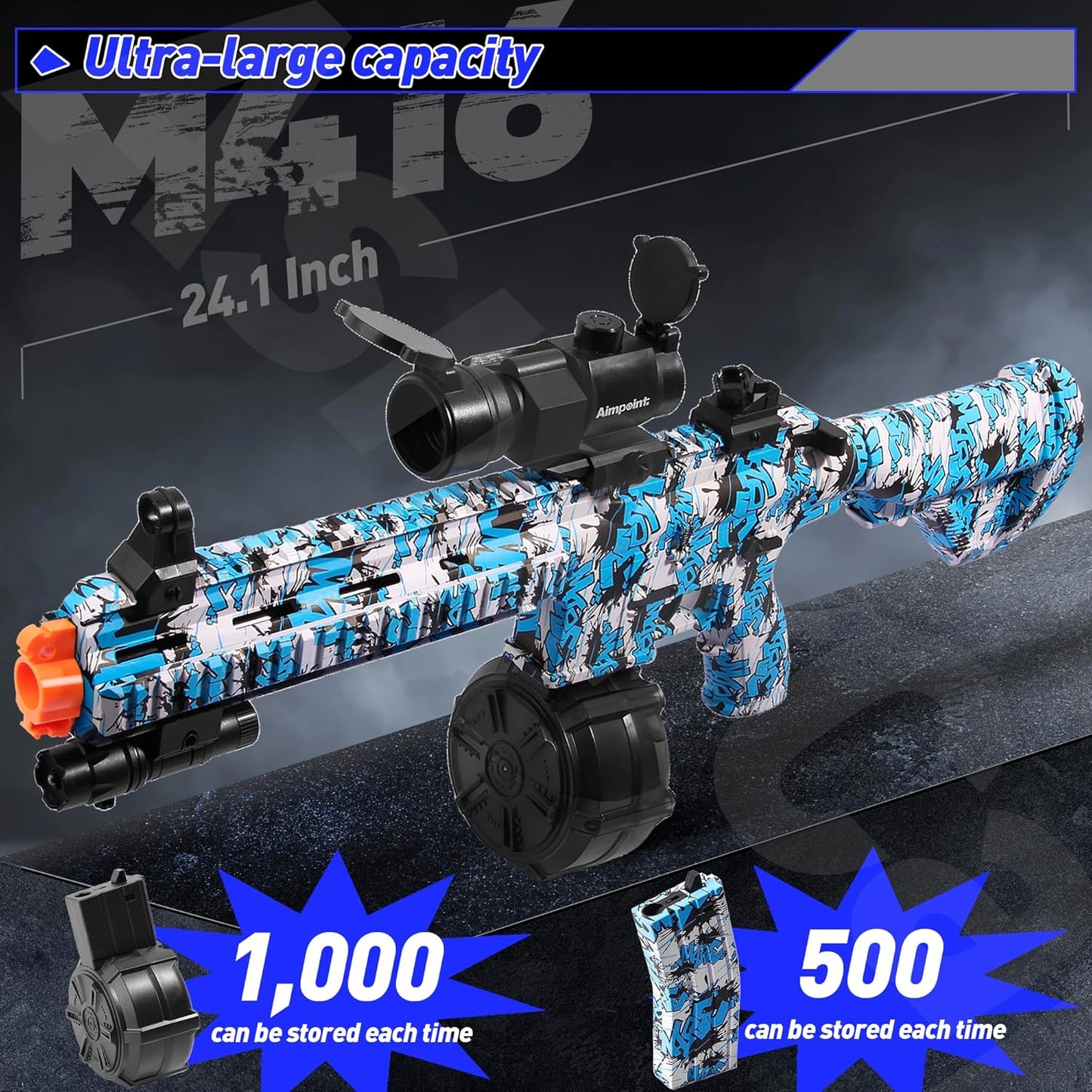 Blaster Hidrogel M416 – Dual Modo de Disparo y 40,000 Perlas de Agua para Juegos al Aire Libre