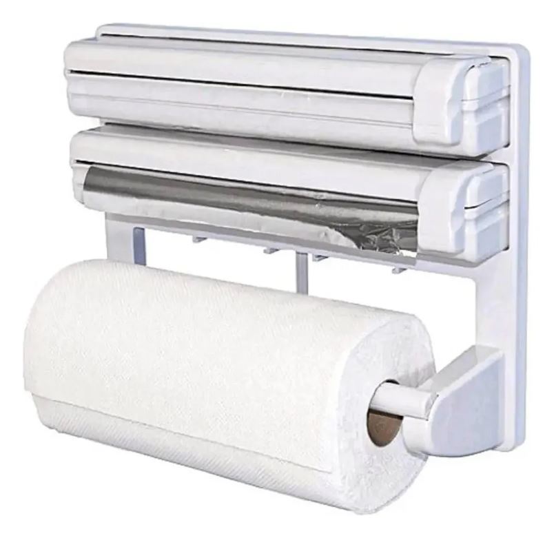 Organizador Multifuncional de Cocina - Papel Higiénico, Papel Aluminio y Plástico Autoadherible