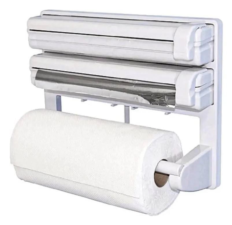 Organizador Multifuncional de Cocina - Papel Higiénico, Papel Aluminio y Plástico Autoadherible