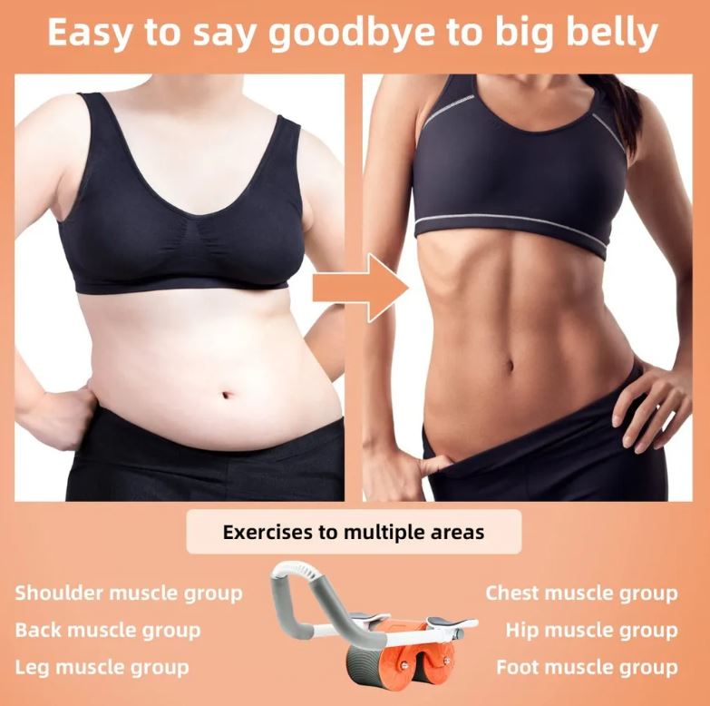 Aparato abdominal con monitor digital, soporte celular, doble rueda.