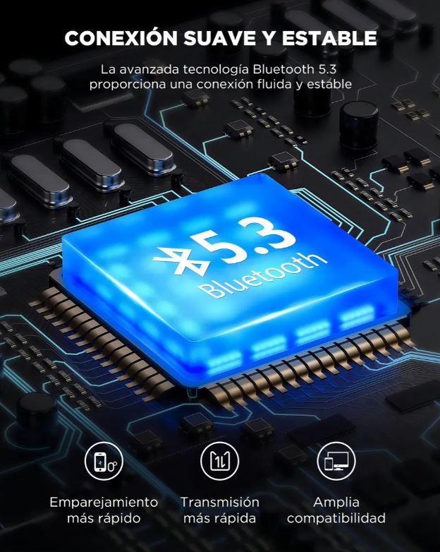 Audífonos Bluetooth TWS5 con estuche portátil para proteger el audio.