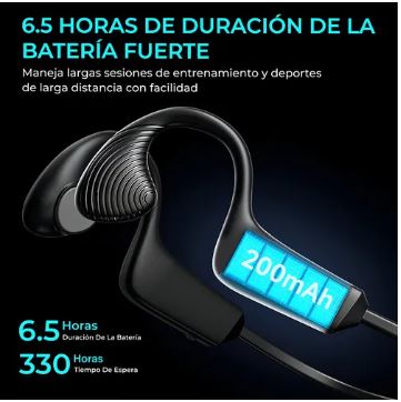Audífonos óseos Bluetooth 5.3, diseño resistente al agua (IPX8) para natación.