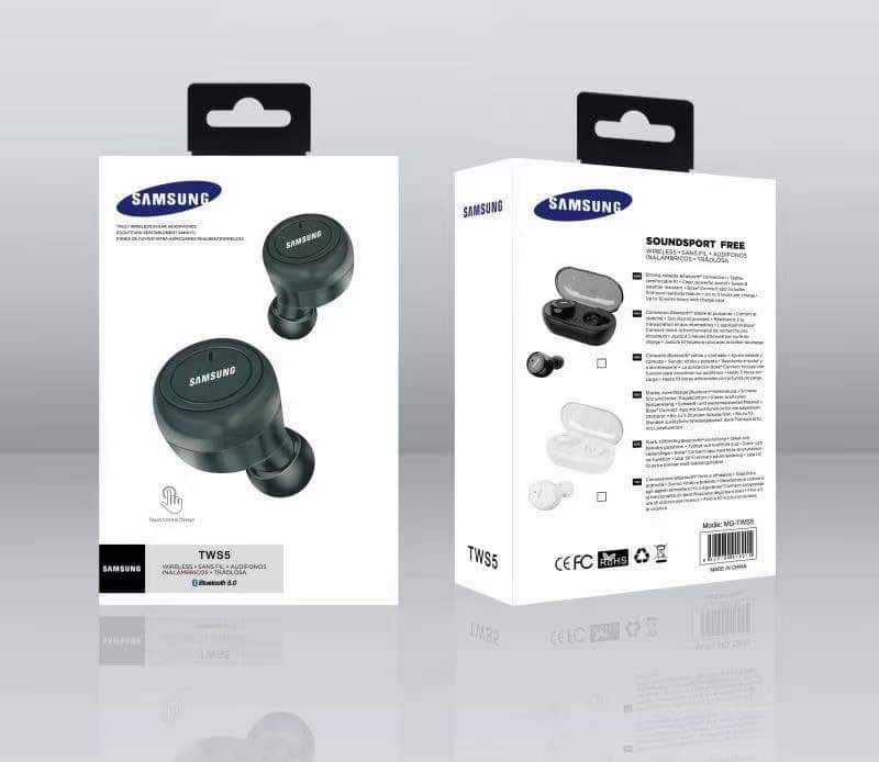 Auriculares Bluetooth inalámbricos TWS5 con sonido estéreo y audio nítido.