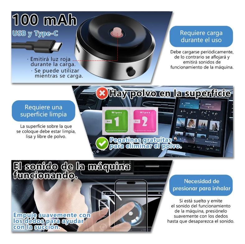 Base de teléfono magnética para auto, succión fuerte en parabrisas.