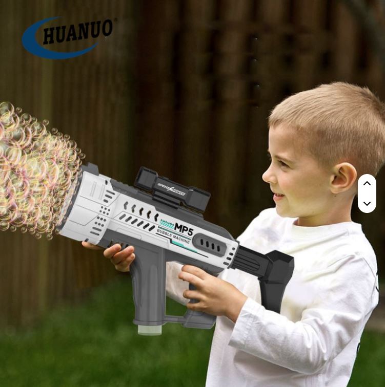 Bazooka de burbujas automática 57 agujeros, luces LED efecto mágico.