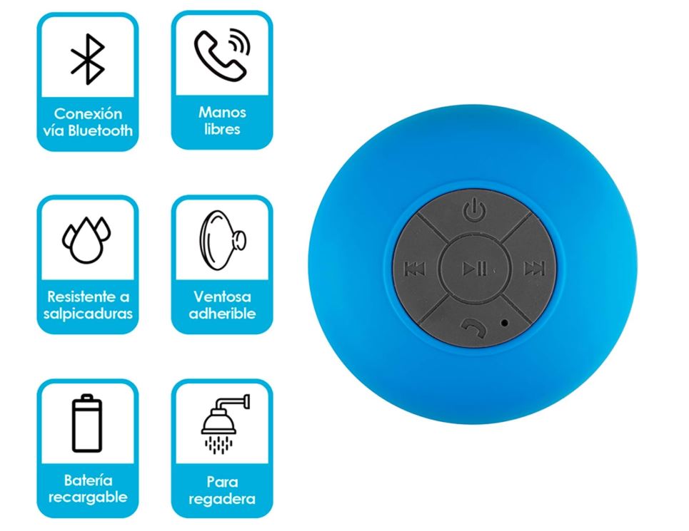 Bocina Bluetooth resistente al agua, recargable, para escuchar música en la bañera.