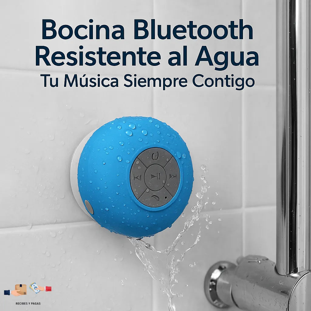 Bocina Bluetooth resistente al agua, ideal para escuchar música en la regadera o baño.