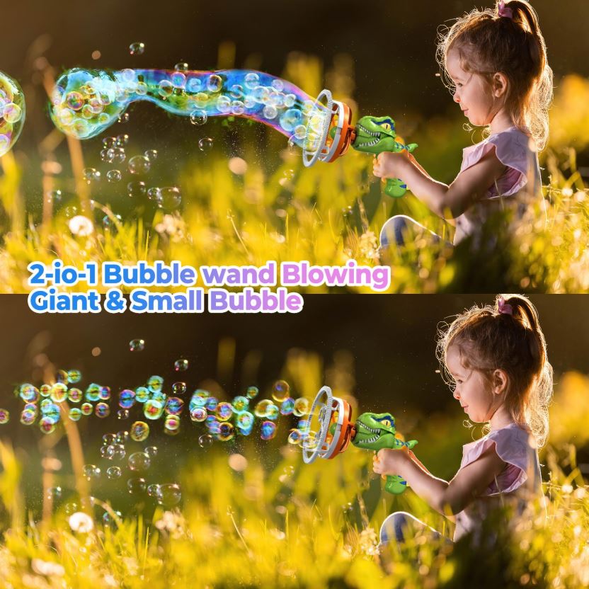 Burbujas automáticas de dinosaurio, juguete para niños, con batería recargable.