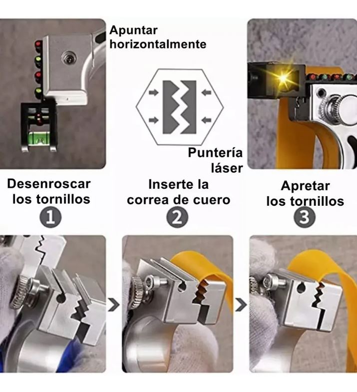 Catapulta profesional con mira láser, precisión extrema para caza.