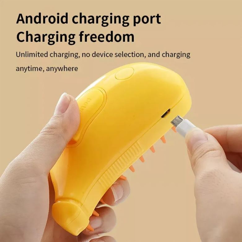 Cepillo a vapor eléctrico para mascotas con pelaje corto, funcionamiento silencioso.