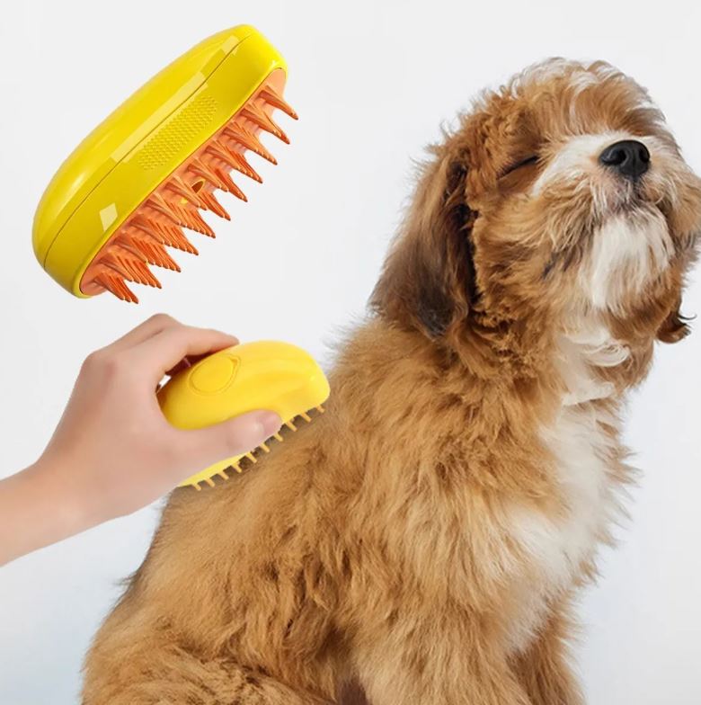 Cepillo a vapor para perro de pelo corto, limpieza eléctrica recargable.