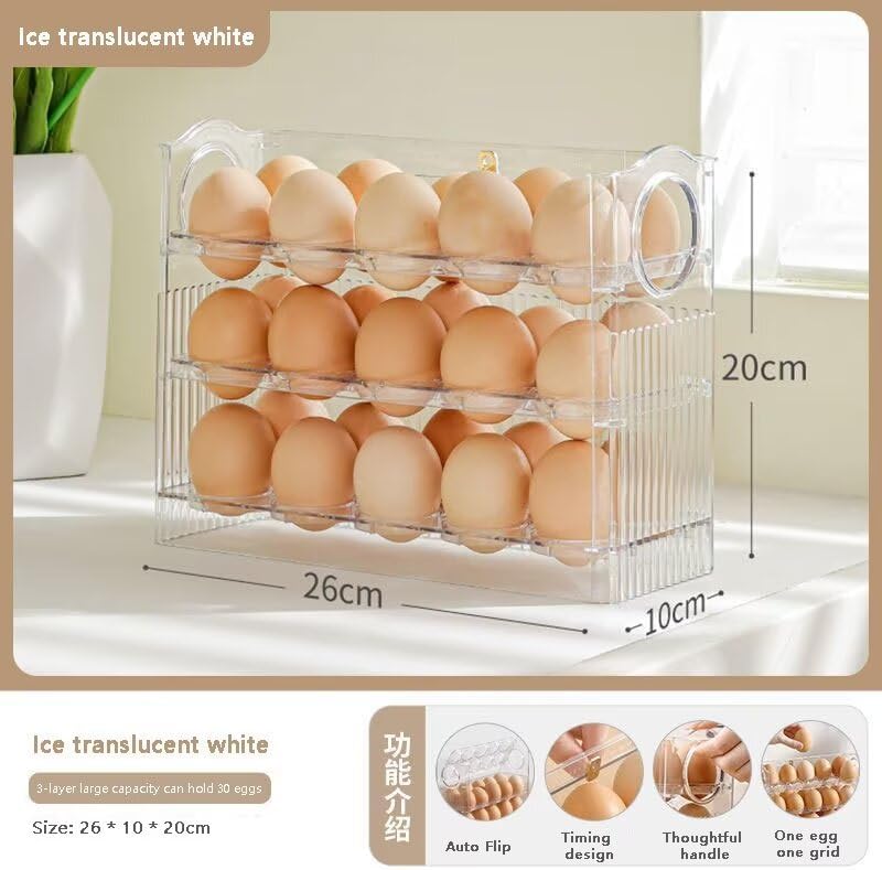 Charola de huevos para refrigerador, apilable y de gran capacidad.