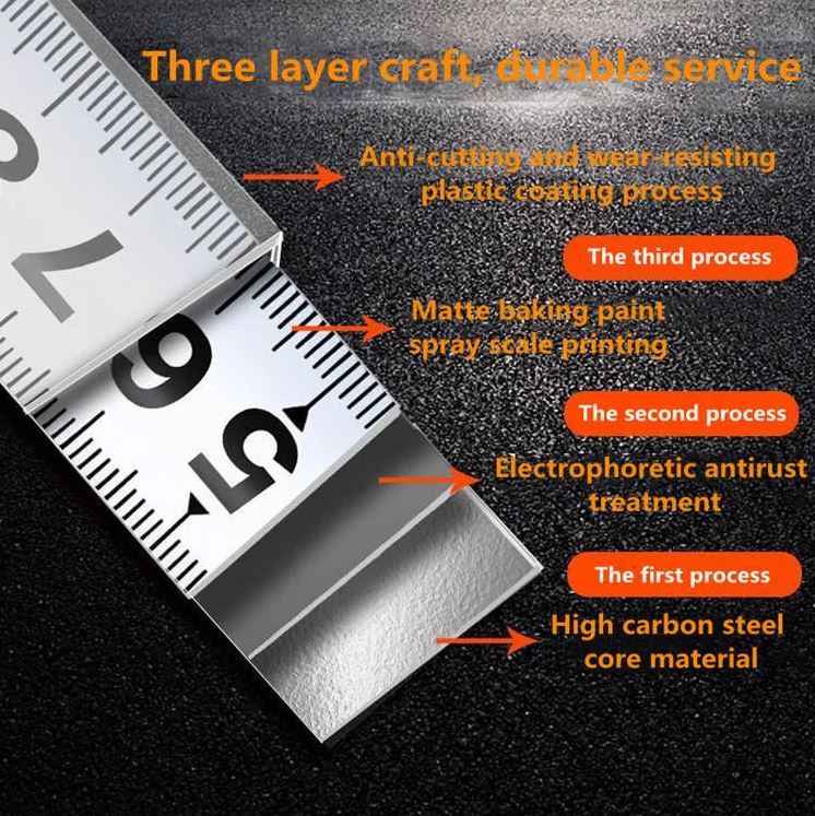 Cinta métrica de acero inoxidable para exteriores, resistente al agua.