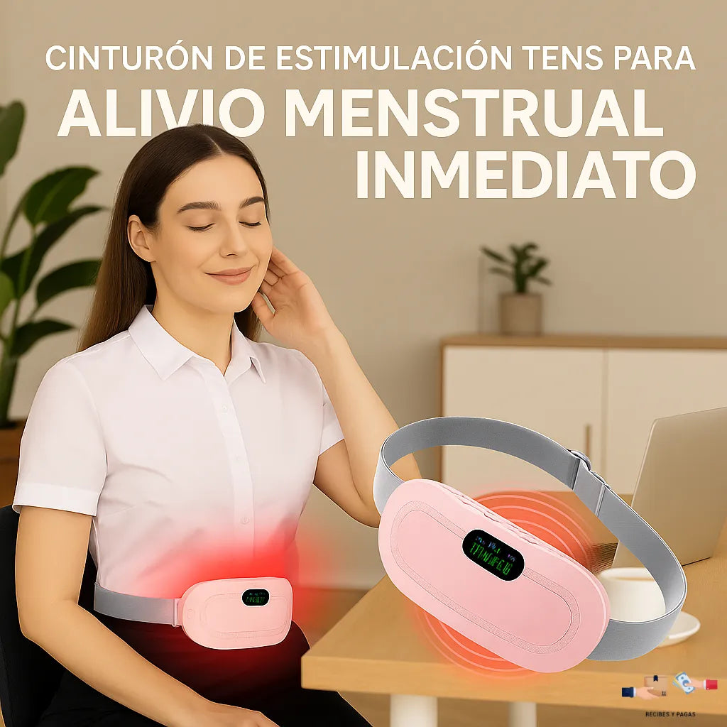 Cinturón de estimulación TENS para alivio menstrual inmediato y efectivo.