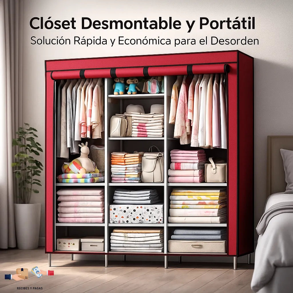 Clóset desmontable y portátil, solución rápida y económica para el desorden.