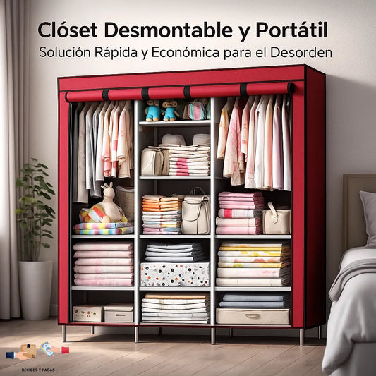 Clóset desmontable y portátil, solución rápida y económica para el desorden.