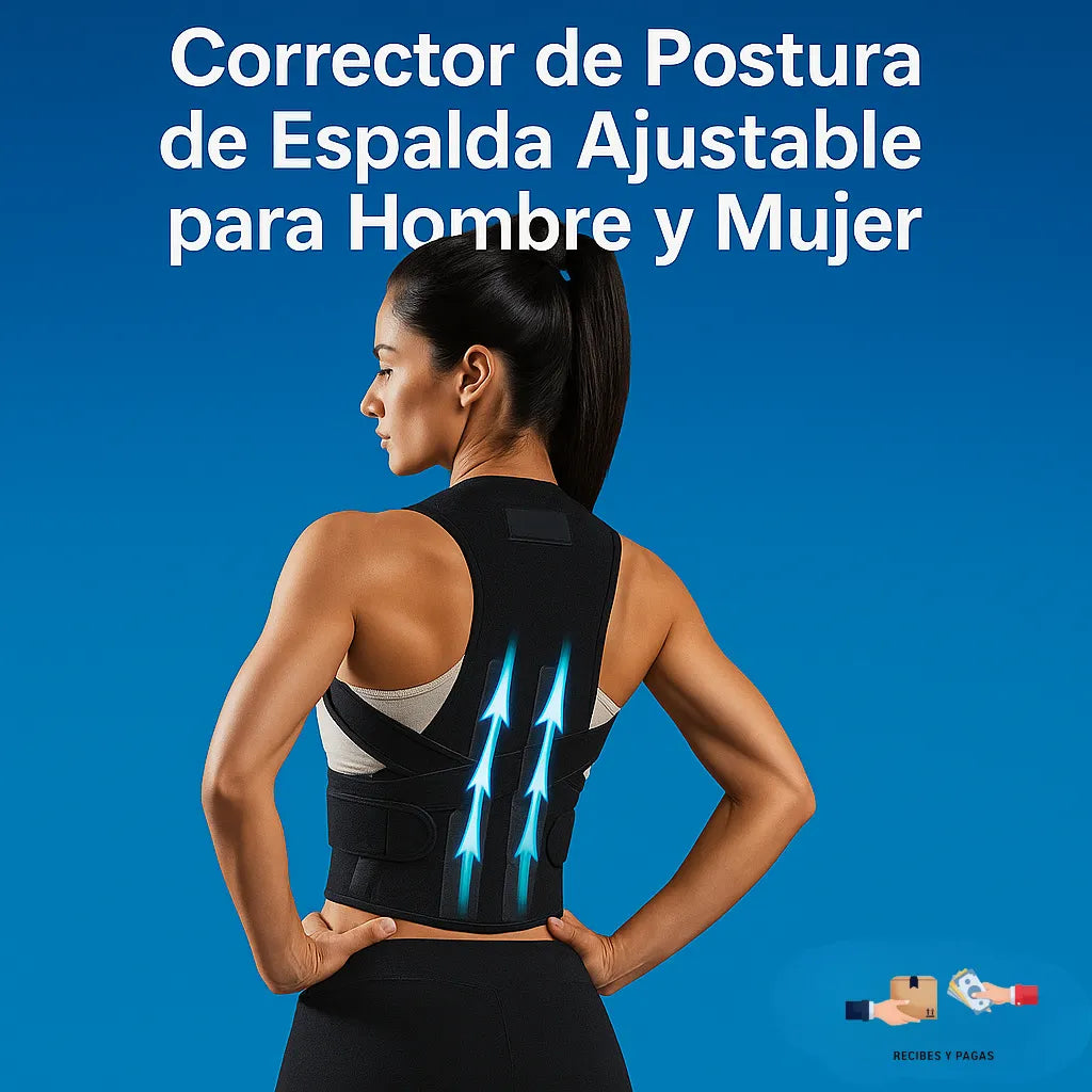 Corrector de postura ajustable para espalda alta y hombros, unisex.