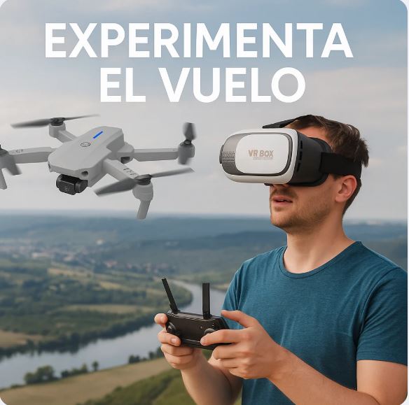 Cuadricóptero plegable con cámara 4K, gafas VR, batería de larga duración.