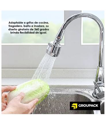 Difusor de grifo giratorio 360° extensible para fregadero, hecho de metal.