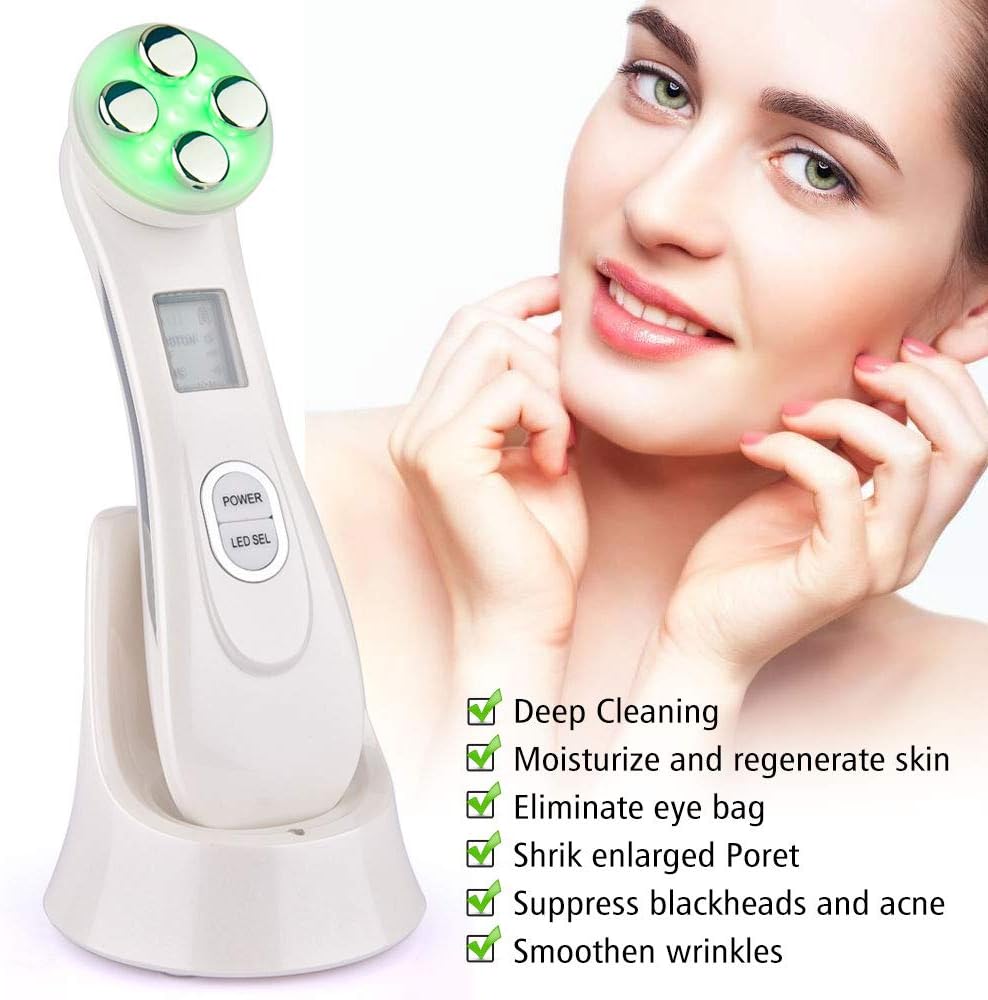 Dispositivo facial 5 en 1 con radiofrecuencia, tratamiento anti-arrugas.
