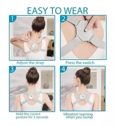 Dispositivo de postura con recordatorio de vibración, unisex y recargable vía USB.