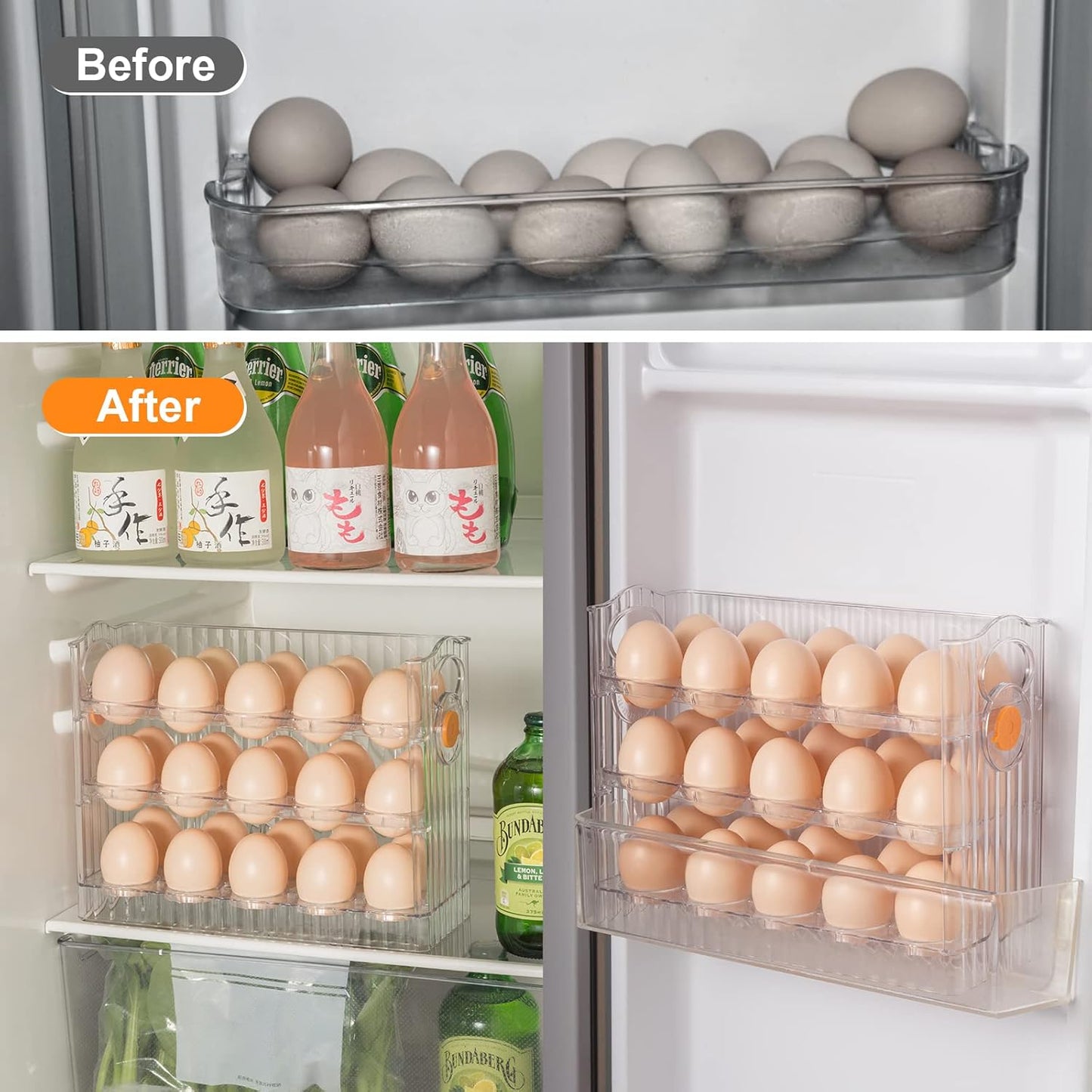 Organizador para Huevos de Gran Capacidad – Ahorra Espacio en tu Refrigerador