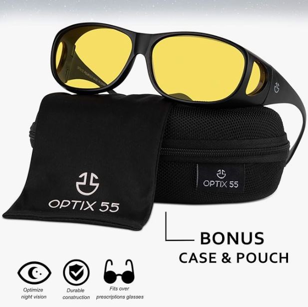 Lentes, Gafas de Visión Nocturna Envolventes – Lentes Polarizadas para Conducir de Noche