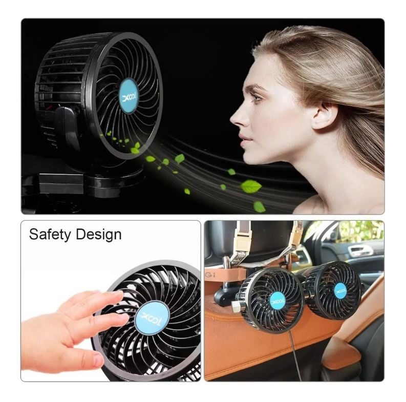 Enfriador de auto 12V XOOL doble cabeza, velocidad ajustable.
