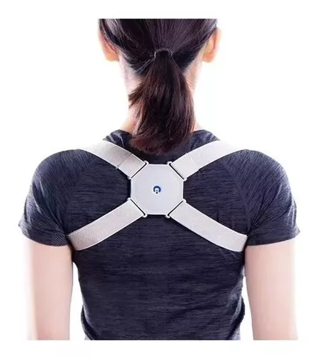 Entrenador de postura inteligente que vibra suavemente, con correas ajustables.