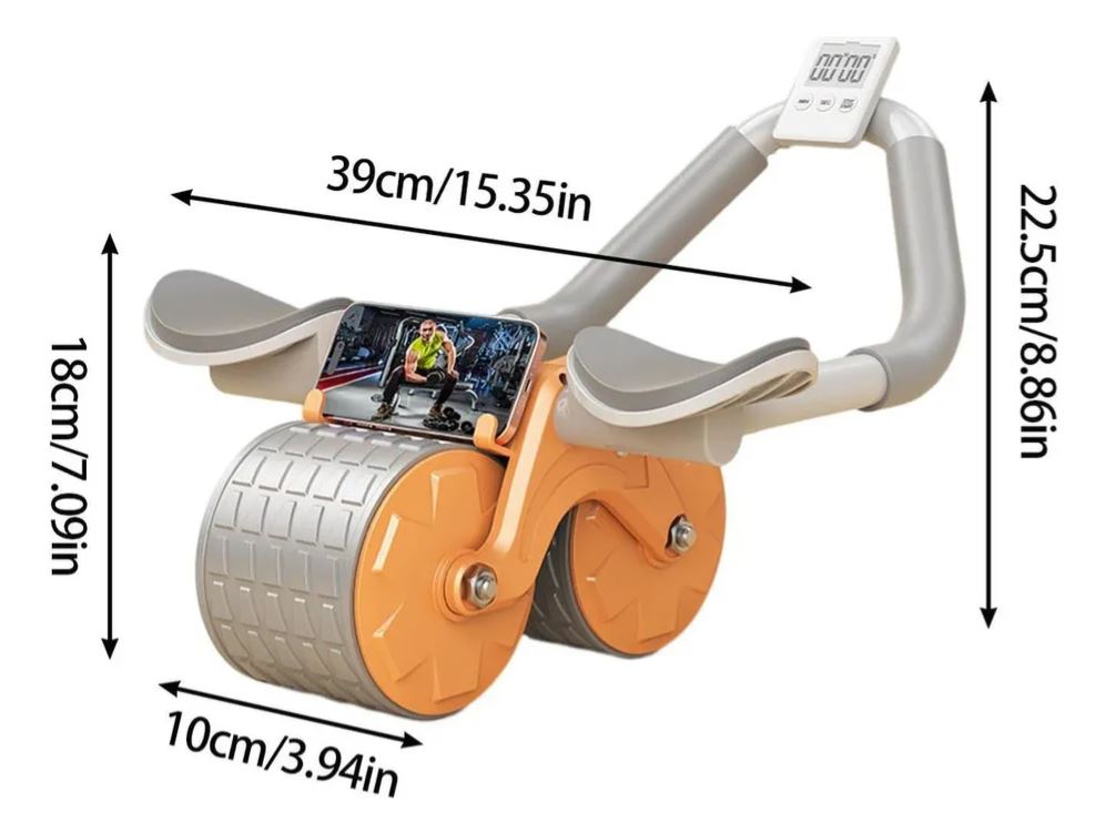 Rodillo Abdominal Doble Rueda con Monitor – Soporte para Celular y Control de Ejercicio