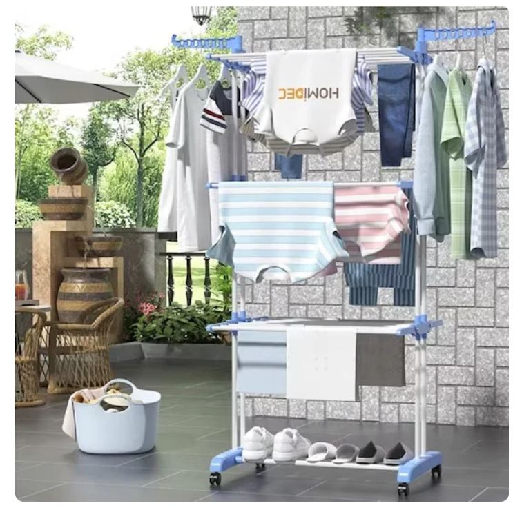 Escurridor de ropa vertical, plegable, de 4 niveles con gran capacidad de carga.